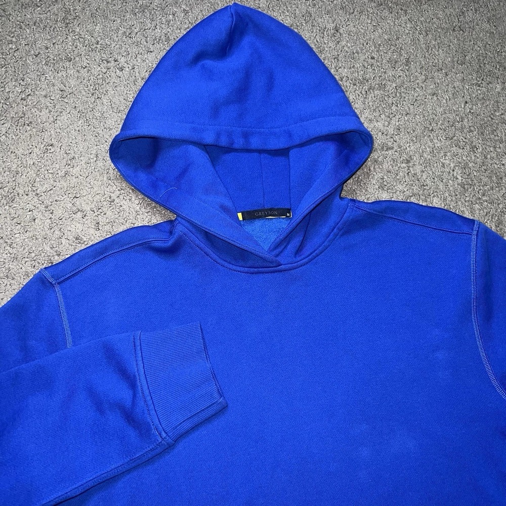 Greyson Mens Pima Cotton Blend Pullover Hoodie Blue Size M Graphic